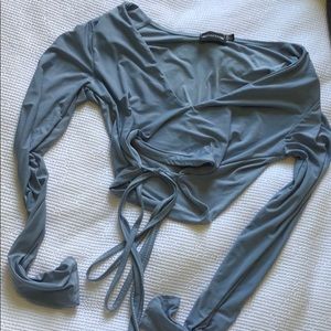 Crop, light blue top